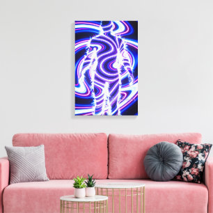 Neon Energie Menselijk Silhouet Canvas Afdruk