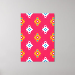 Neon Ethnic Coral Geometric Tribal Lines Canvas Afdruk