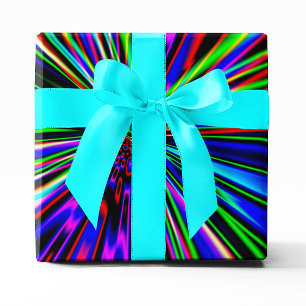 Neon Explosie Kleurrijke Fractale Kunst Cadeaupapier