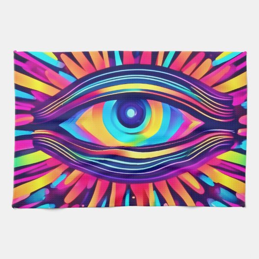Neon Eye van de kosmos Theedoek (Horizontaal)