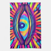 Neon Eye van de kosmos Theedoek (Verticaal)