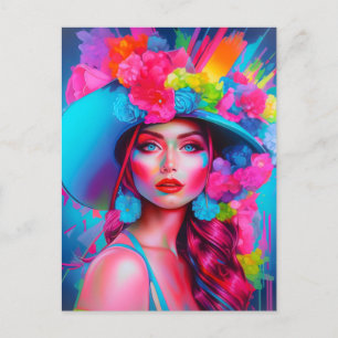 Neon Fantasy Floral Portret Briefkaart