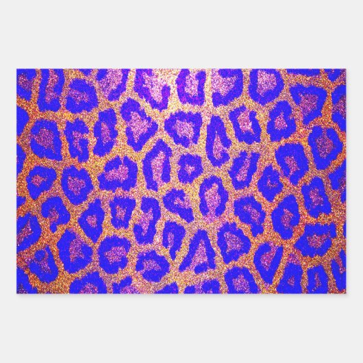 Neon Faux Glitter Leopard Print Inpakpapier Vel (Voorkant)