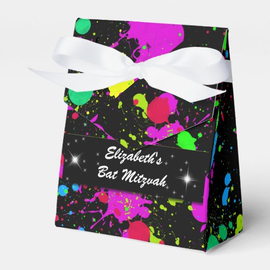 Neon, Faux Glow in the Dark, Bat Mitzvah, Aangepas Bedankdoosjes (Voorkant Zijde)