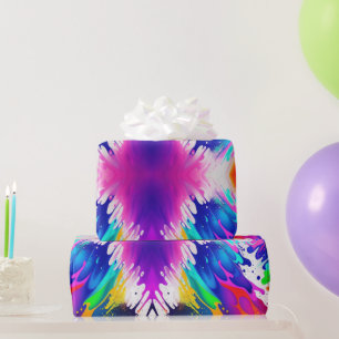 Neon, Faux Glow in the Dark, Verf Splatter Cadeaupapier