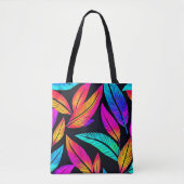 Neon Feather Pattern Vibrant Art Draagtas (Voorkant)