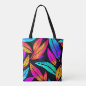 Neon Feather Pattern Vibrant Art Draagtas (Achterkant)