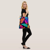 Neon Feather Pattern Vibrant Art Draagtas (Op model)