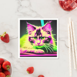 Neon Feline Fiesta: Tiener Verjaardags Bash Collec Servet