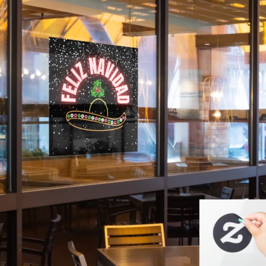 Neon Feliz Navidad Window Cling Raamsticker (Restaurant Raam)