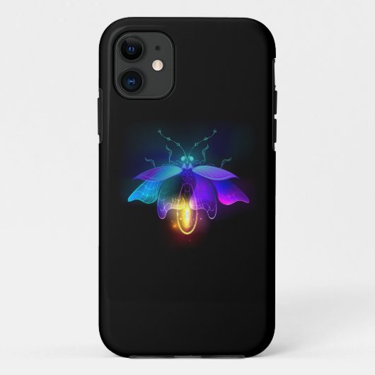 Neon Firefly op zwart Case-Mate iPhone Case (Achterkant)