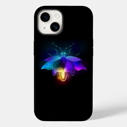 Neon Firefly op zwart Case-Mate iPhone Case (Achterkant)
