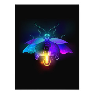 Neon Firefly op zwart Foto Afdruk