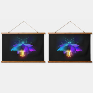 Neon Firefly op zwart Hangend Wandkleed