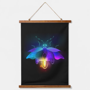 Neon Firefly op zwart Hangend Wandkleed