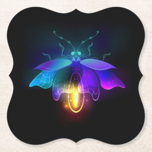 Neon Firefly op zwart Kartonnen Onderzetters
