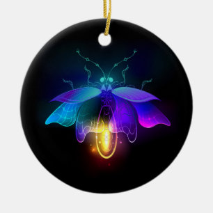Neon Firefly op zwart Keramisch Ornament