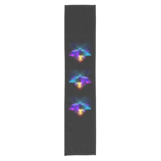 Neon Firefly op zwart Korte Tafelloper (Voorkant)