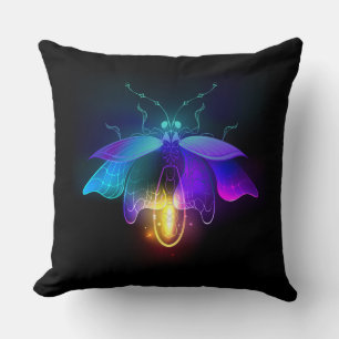 Neon Firefly op zwart Kussen