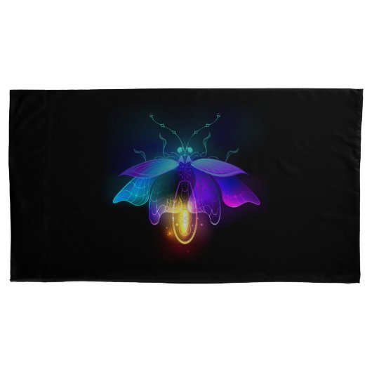 Neon Firefly op zwart Kussensloop (Voorkant-Links)