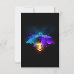 Neon Firefly op zwart Notitiekaartje