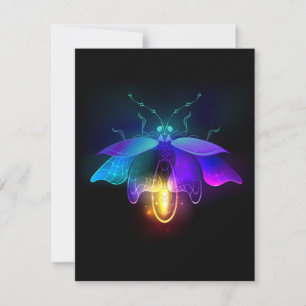 Neon Firefly op zwart Notitiekaartje