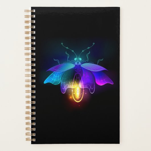 Neon Firefly op zwart Planner (Voorkant)