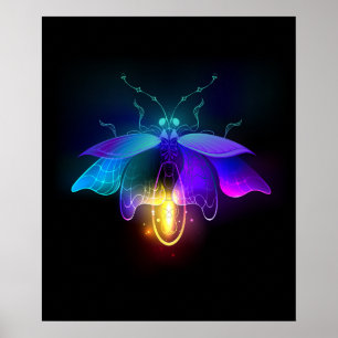 Neon Firefly op zwart Poster