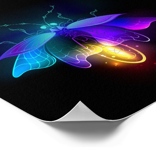 Neon Firefly op zwart Poster (Hoek)