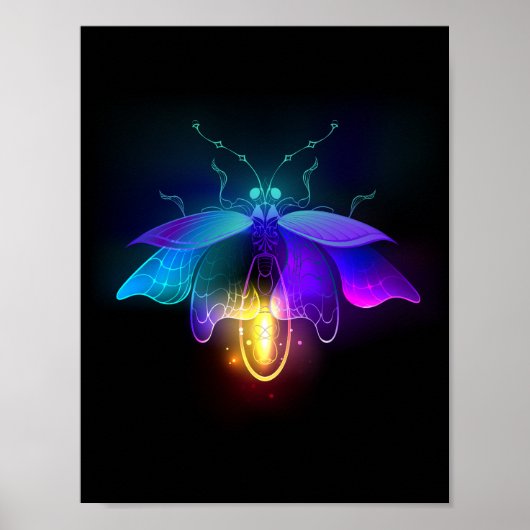 Neon Firefly op zwart Poster (Voorkant)