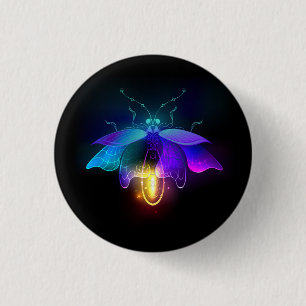 Neon Firefly op zwart Ronde Button 3,2 Cm