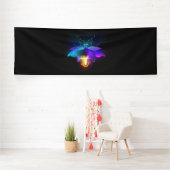 Neon Firefly op zwart Spandoek (Insitu)