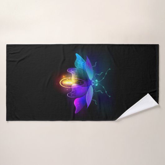 Neon Firefly sur noir (Serviette de bain)