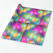 Neon Fireworks Cadeaupapier (Uitgerold)