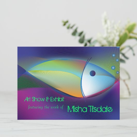 Neon Fish Art Gallery Exposition Invitations (Debout devant)