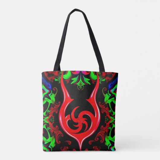 Neon Flame Mandala Pattern Draagtas (Achterkant)