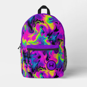 Neon Flame Tie Dye Paarse Monogram Bedrukte Rugzak