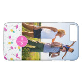 Neon Flamingos | Foto en monogram toevoegen Case-Mate iPhone Case (Achterkant (Horizontaal))