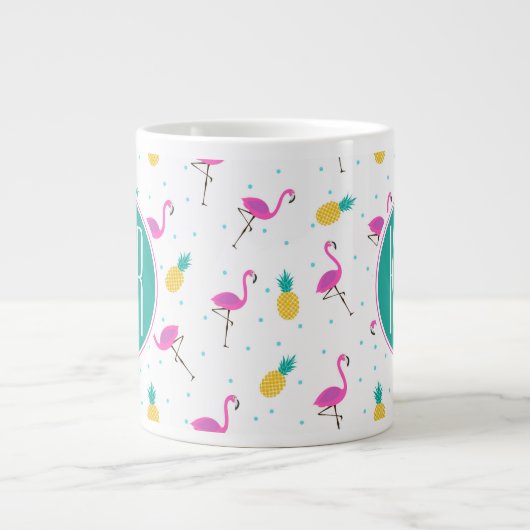 Neon Flamingos | Monogram Jumbo Mok (Voorkant)