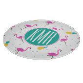 Neon Flamingos | Monogram Snijplank (Hoek)