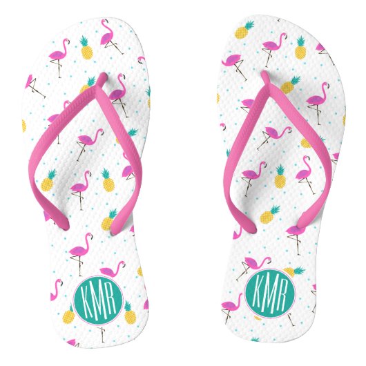 Neon Flamingos | Monogram Teenslippers (Voetbed)