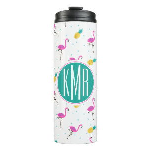 Neon Flamingos Monogram Thermosbeker