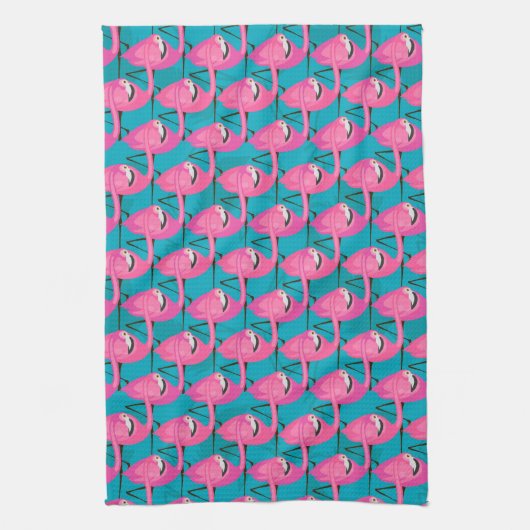 Neon Flamingos Theedoek (Verticaal)
