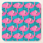 Neon Flamingos Vierkante Kartonnen Onderzetter (Voorkant)