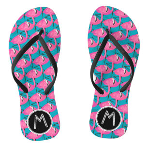 Neon Flamingos   Voeg je Initiaal toe Teenslippers