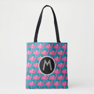Neon Flamingos   Voeg je Initiaal toe Tote Bag