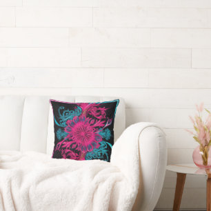 Neon Floral Abstract Kussen