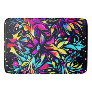 Neon Floral Burst Art Badmat