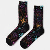 Neon Floral Butterfly Crew Socks Sokken (Links)