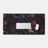 Neon Floral Butterfly Desk Mat (Keyboard & Muis)